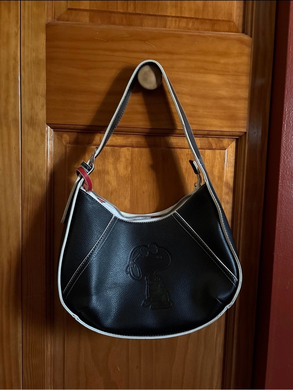 Black Snoopy Embossed Shoulder Bag - Peanuts Collection